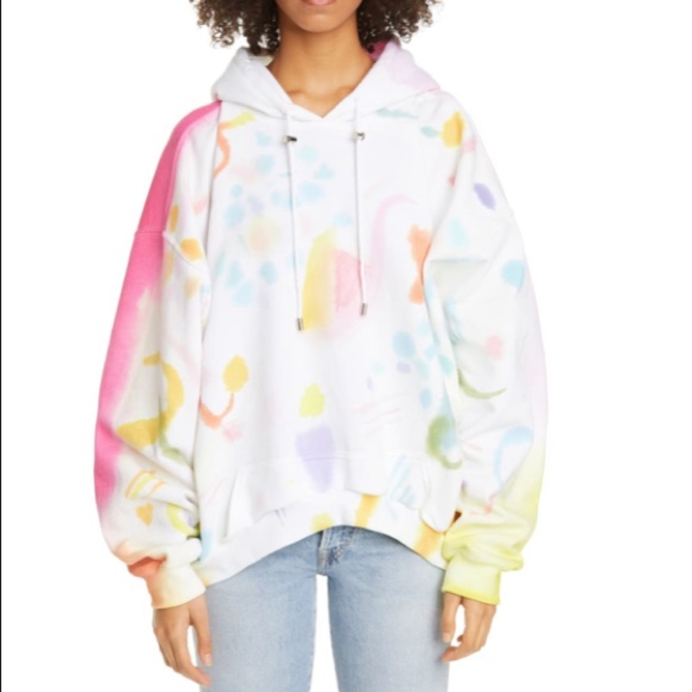 Colinda Strada curved hem mixed pattern hoodie